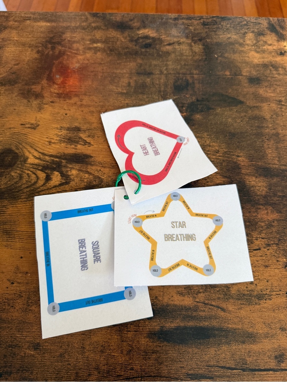 Breathing Exercise Cards - Red, Blue & Gold Designs